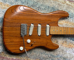Buren's roasted swamp ash amber strat guitar body in truoil